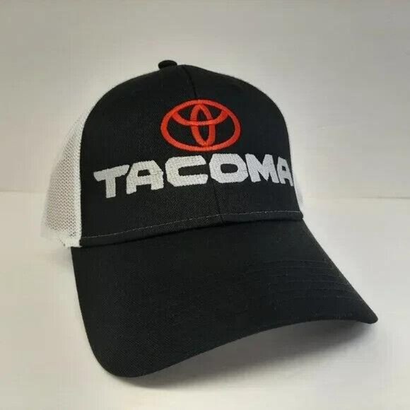 Toyota Trucks Tacoma Embroidered Patch Curved Bill Hat Mesh Snapback Black White - Picture 2 of 5